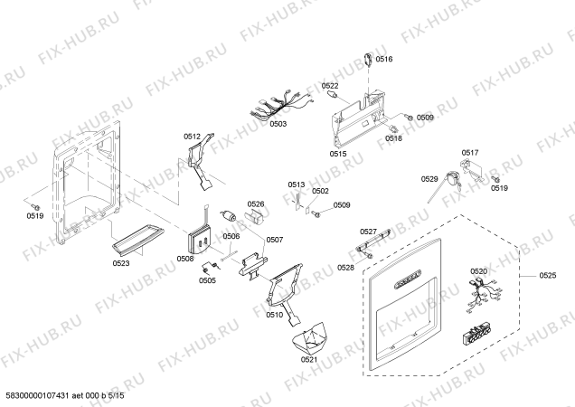 Схема №14 KBUDT4250A 42" SXS REFRIG (SS) DESIGNER HDL с изображением Винт для посудомоечной машины Bosch 00422612